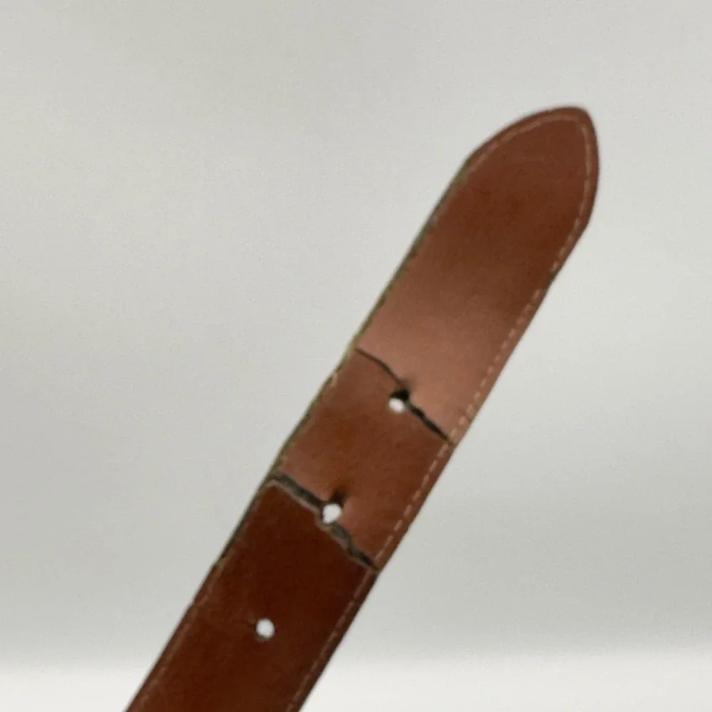 Alexander Julian Mens Brown Crocodile Emboss cowhide Bonded Leather Belt 42 USA‎